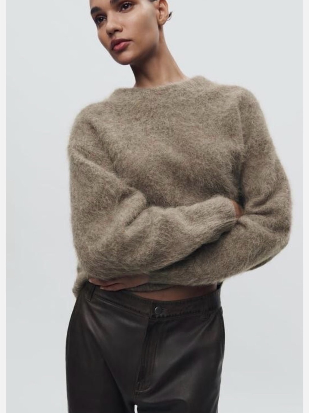 Mohair Sweater 78% Alpaca Premium Zara Collection Mink Colour Size Small Medium